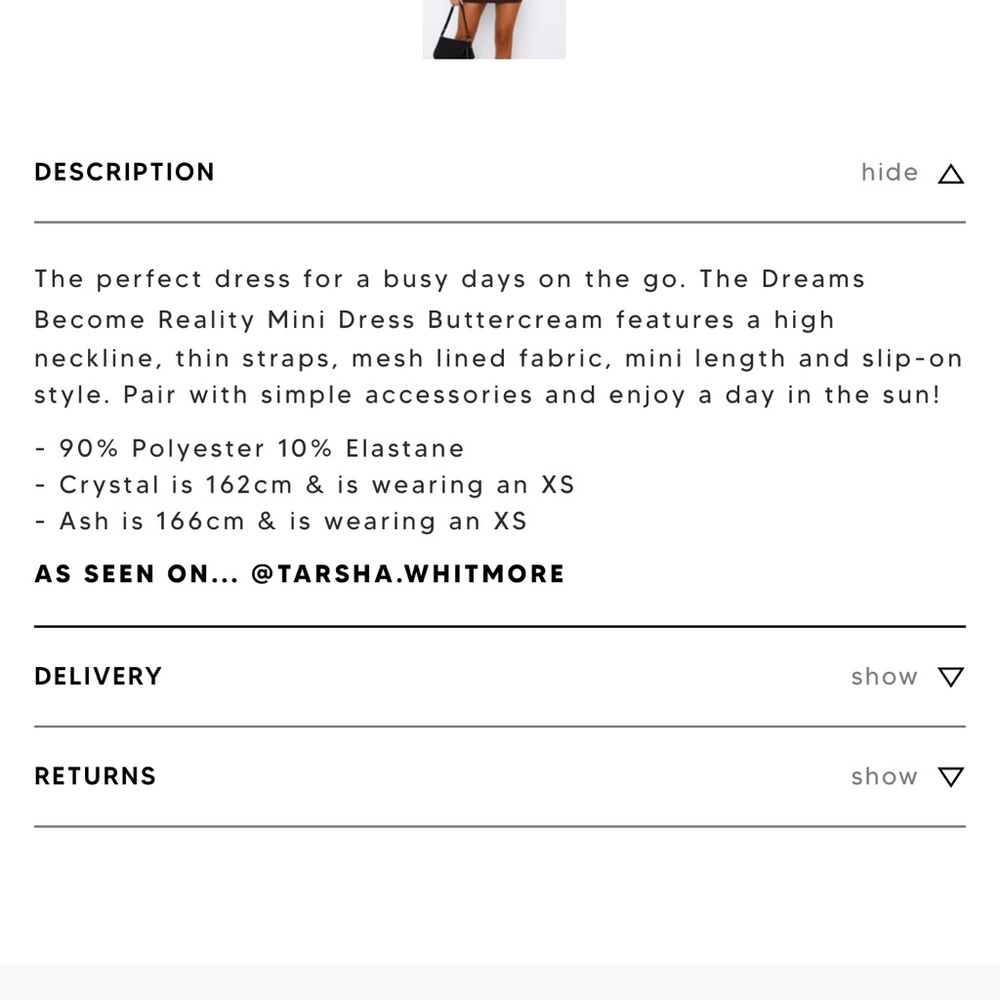 Dreams Become Reality Mini Dress Buttercream - Picture 6 of 6